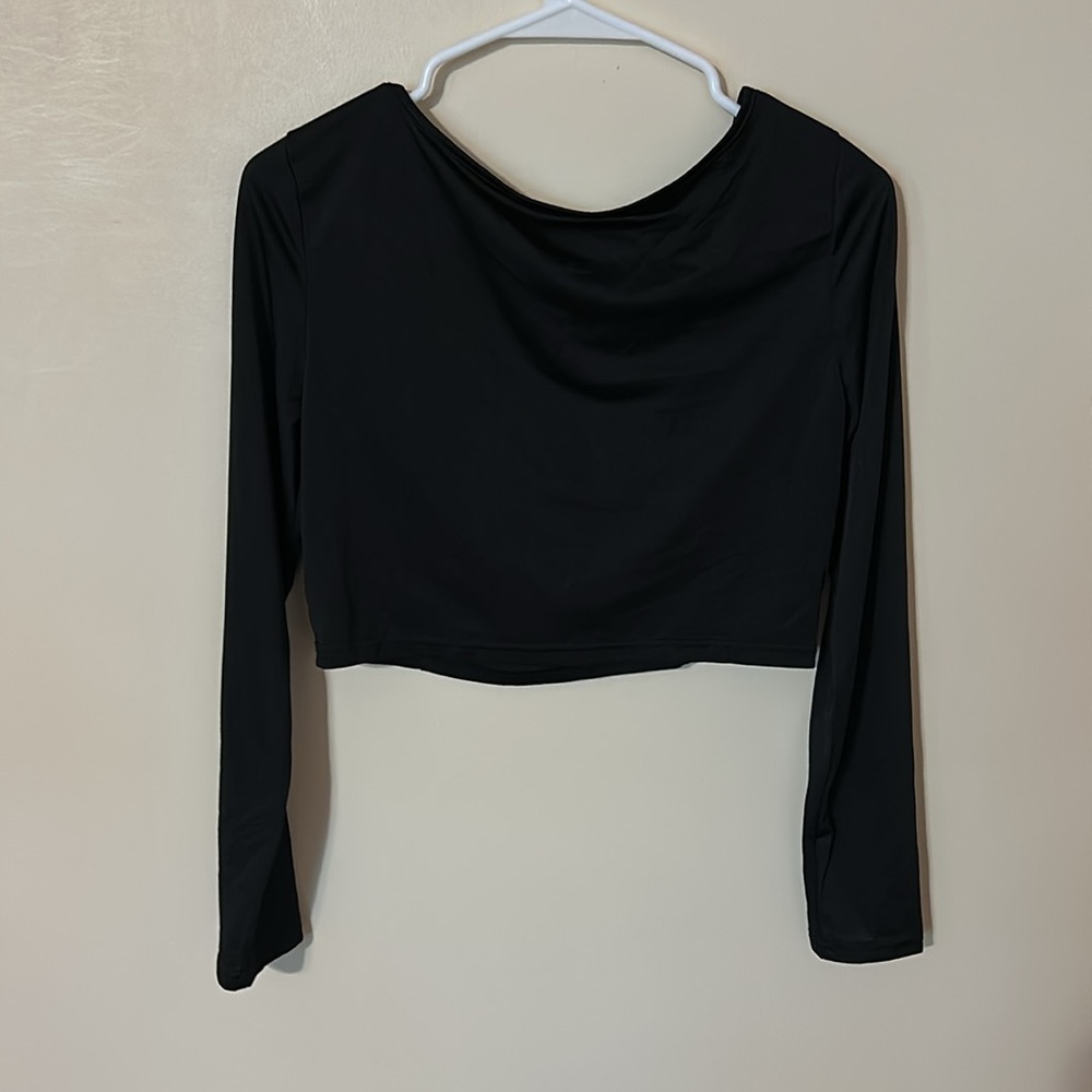 SHEIN Elegant Black Long Sleeve crop Top size large - Picture 4 of 5